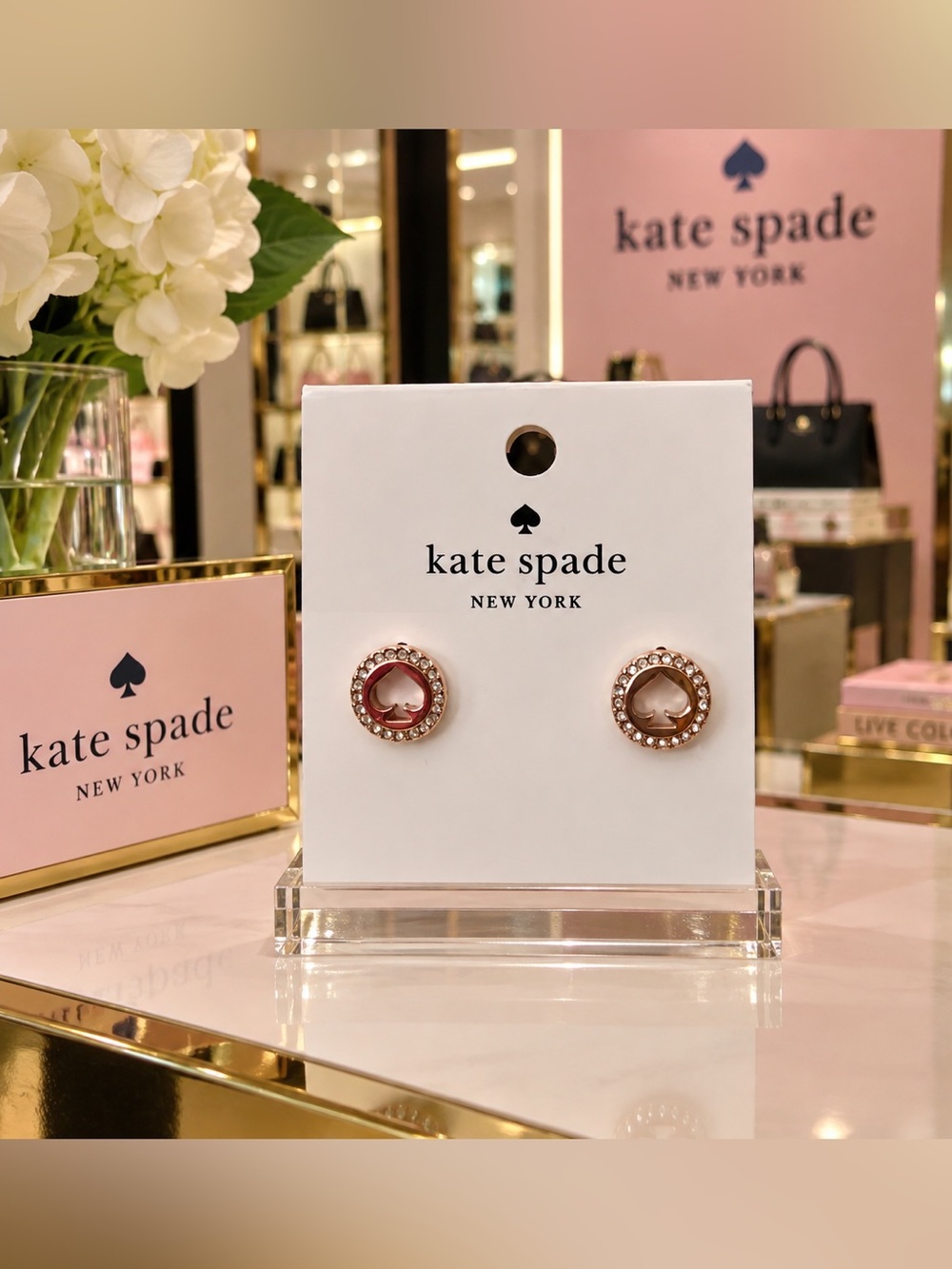 kate spade New York Rose Gold Spade Halo Stud Earrings